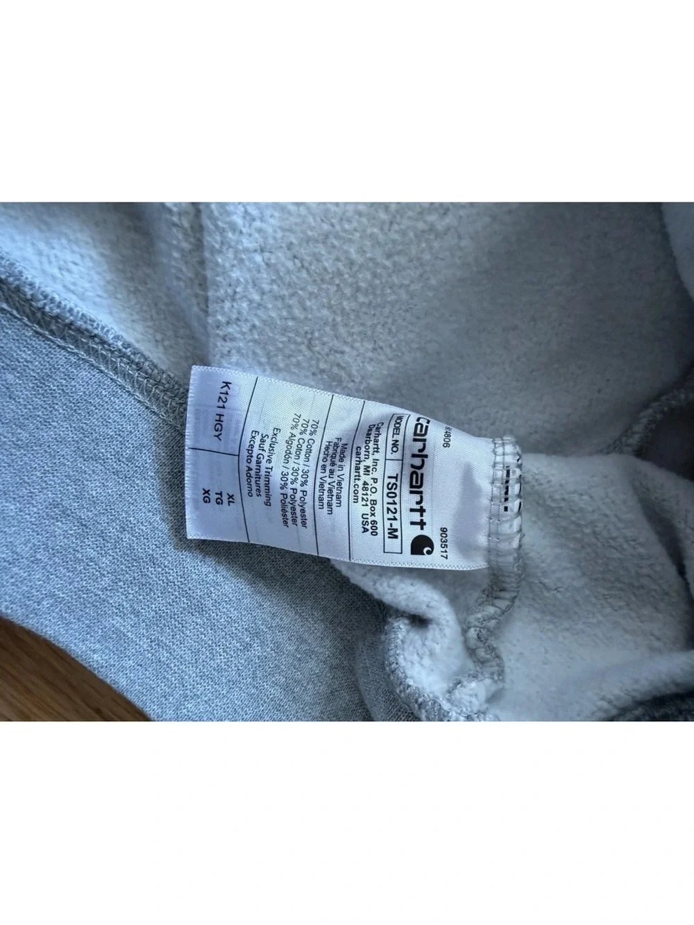 Carhartt Light Gray Pullover Hoodie with Kangaroo Pocket